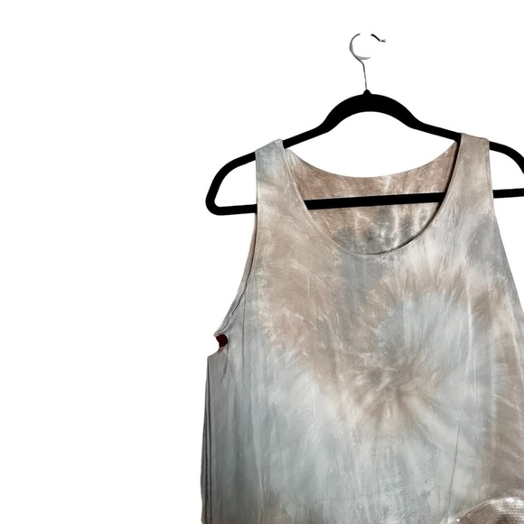 Unbranded Italian Silk Blend Sleeveless Langenlook Tie Dye Taupe/Blue Top Sz M - Picture 7 of 12